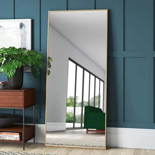 Full Length Mirror, Large Rectangle Mirror Full Length, Full Body Mirror for Bedroom, Dressing Mirror, Floor Mirror Aluminum Alloy Frame, 65"X22" Body Mirror, Standing Mirror,Gold Mirror